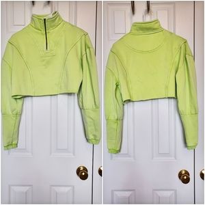Urban Outfitters half zip up lime green sweatshirt sweater